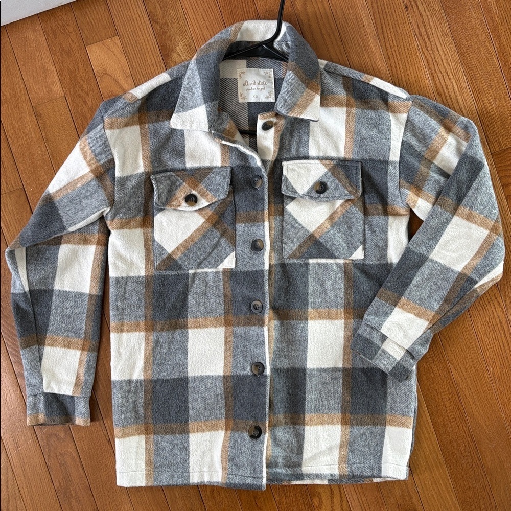 Altar'd State Cole Fleece Shacket The Summit Size XS Plaid Oversized Jacket - Picture 2 of 8